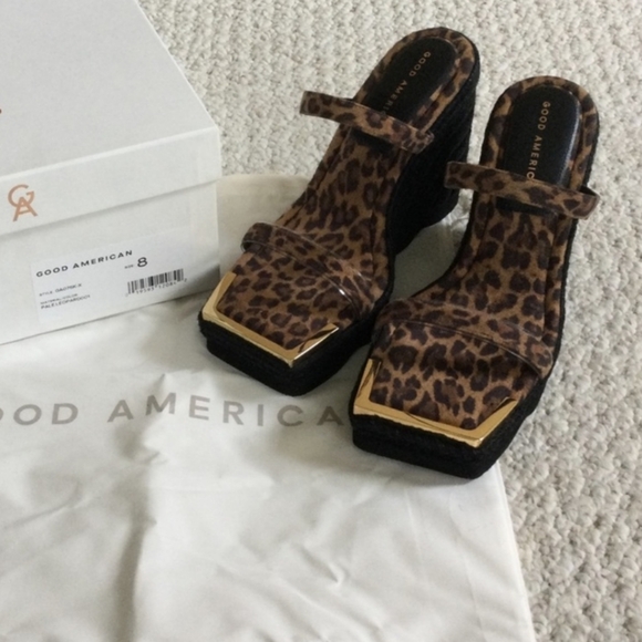 Good American NEW with dust bags wedge  heels sz8 - Picture 2 of 6